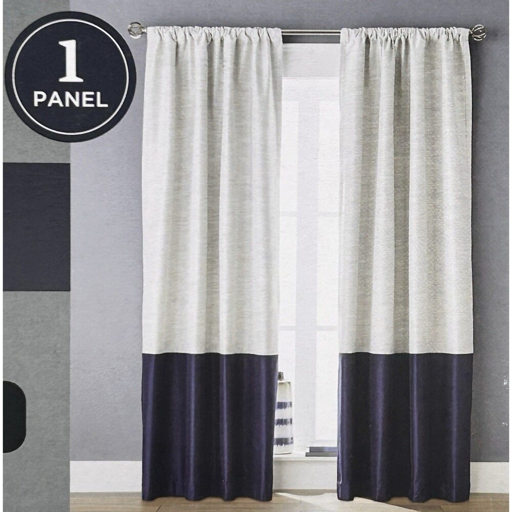 Better Homes & Gardens Navy Color Block Blackout Curtain Panel 50x84in Blue Cove